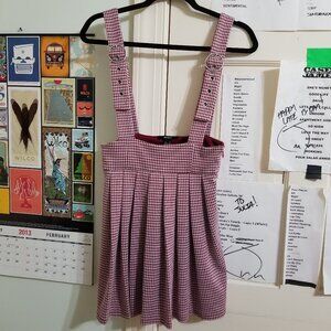 Forever 21 overall skirt Medium houndstooth high waisted suspender skirt pleated